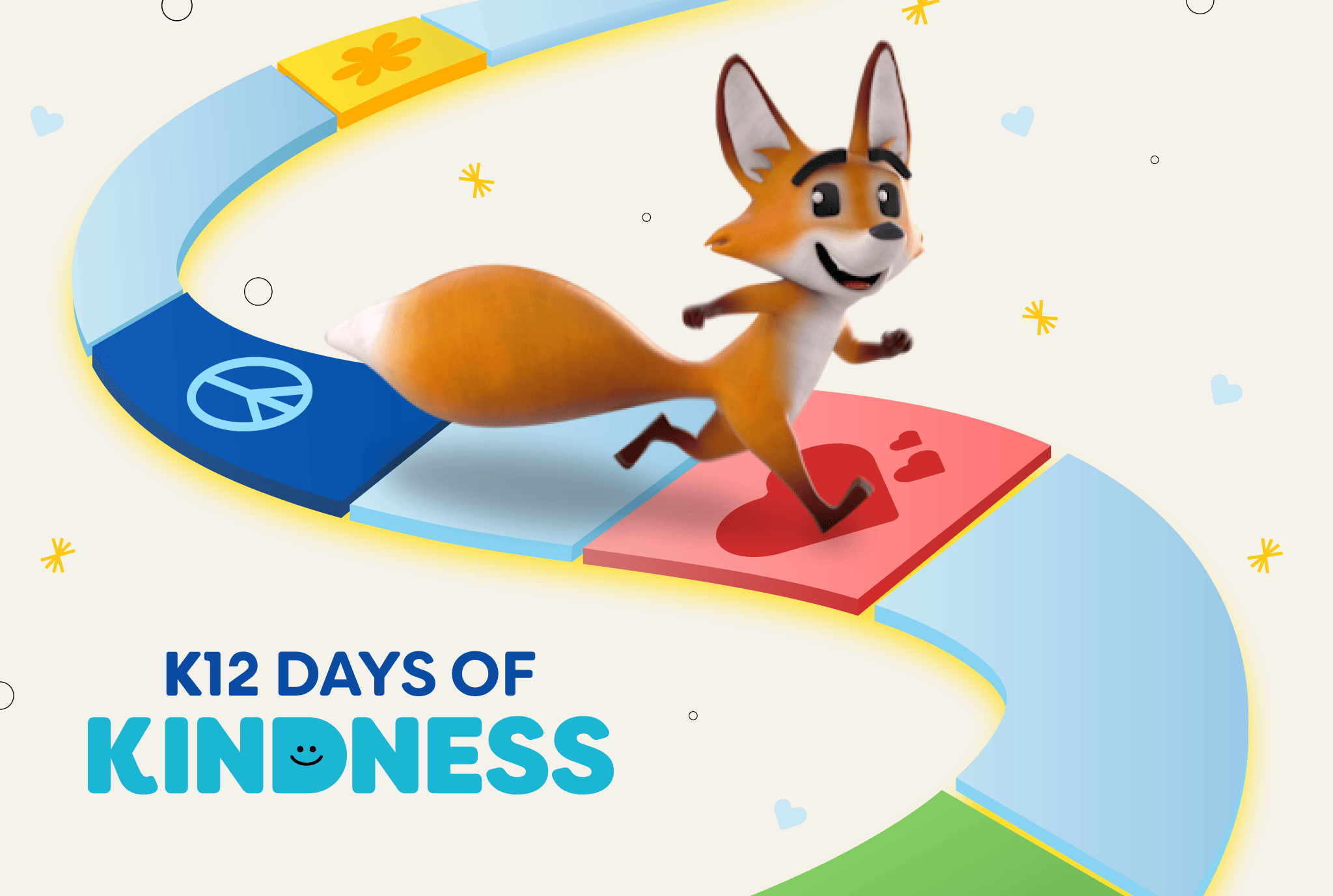 A vibrant graphic promoting "K2 Days of Kindness," encouraging acts of kindness and community engagement.